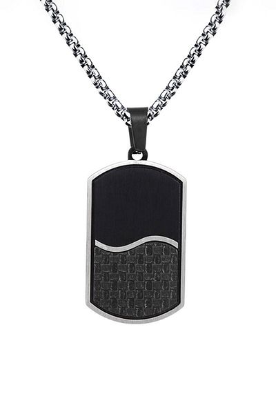 Chavin Black Carbon Fiber - Soldier Tag Men's Necklace Eu49