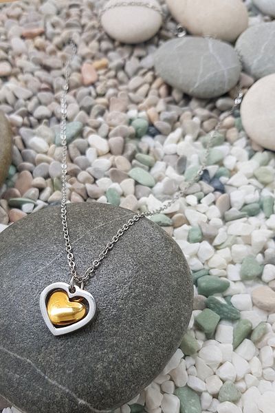 Chavin Yellow Rope Plated Heart Steel Necklace Du28