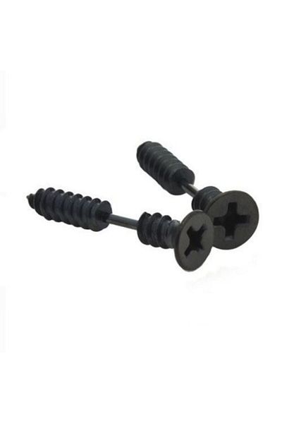 Chavin Men's Screw Shaped Black Steel Earrings Dn78