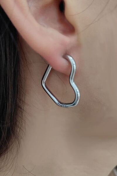 Chavin Steel Heart Design Gray Women's Earrings Eu81