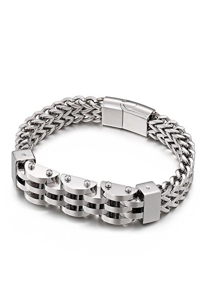 Chavin تصميم خاص سوار رجالي من الفولاذ الرمادي على شكل حشوة السمكة et33by