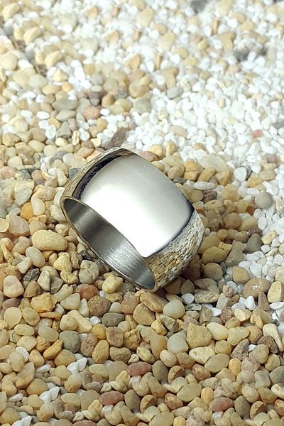 Chavin Men's Glossy Wide Steel Ring - Promise Engagement Dc84