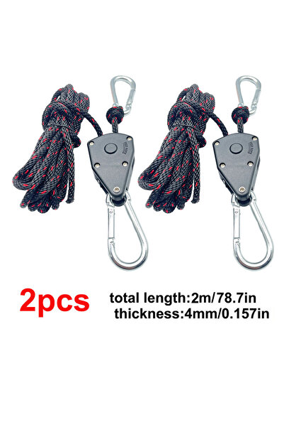 Choice 2m 2pcs 4mm Camping Tent Tie Down Rope Tightener Fastening Pulley Ratc...