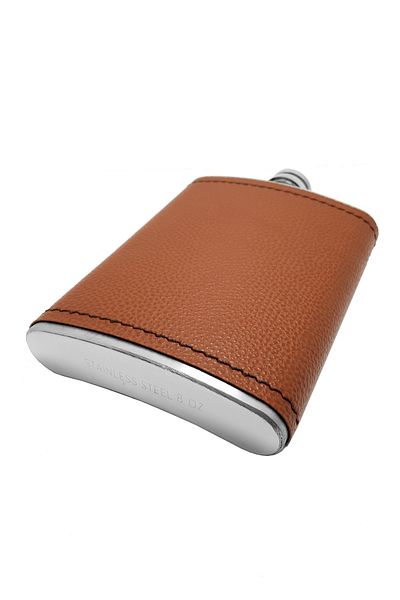 Güneş Coffee Leather Covered on Steel 8 Oz 240 ml Drink Flask Py96khv