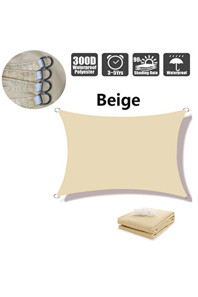 Choice مظلة شمسية مقاومة للماء باللون البيج مقاس 400 × 500 سم للحديقة الخارجية والشاطئ والتخييم والفناء وحمام السباحة