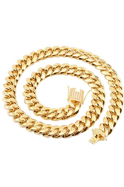 Chavin Male - Rhinestone Gold 60 cm 10 mm Steel Chain Es50Sr