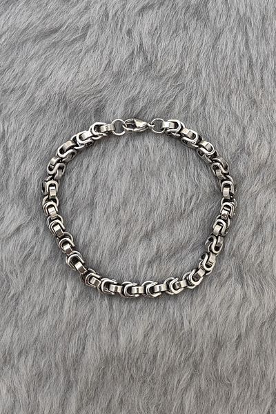 Chavin 6 Mm. 20 Cm. Gray Steel Men's Bracelet Et76By
