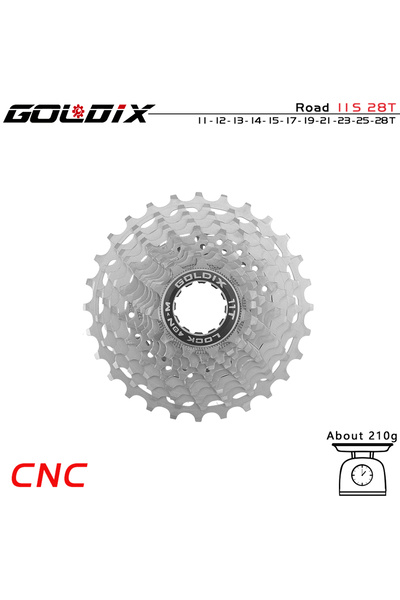 Choice كاسيت دراجة طريق خفيفة الوزن للغاية من GOLDIX 11-28T فضية اللون بتحكم ...