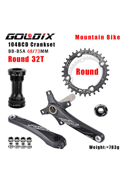 Choice1 175 مم كرنك BB دائري 32T GOLDIX 104BCD مجموعة كرنك دراجة ذات أسنان عريضة وضيقة 170/175 مم كرنك دائري/