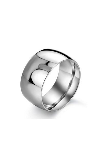 Chavin Men's Glossy Wide Steel Ring - Promise Engagement Dc84