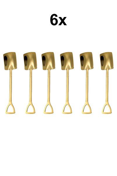 Chavin 6 قطع مجرفة ذهبية حلوى فولاذية للفواكه والآيس كريم - Cin755sr-6