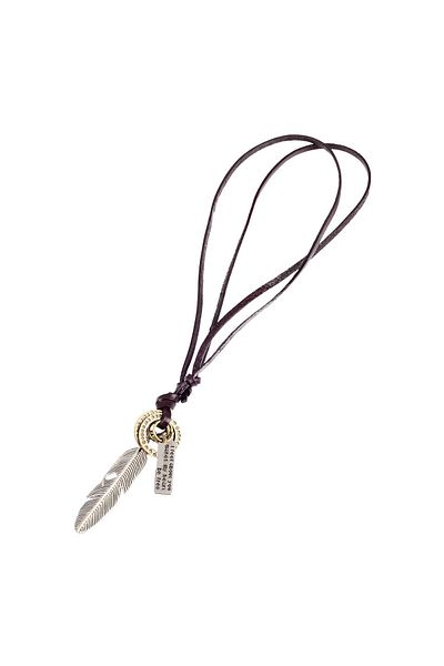 Chavin Men's Leather Drawstring Necklace - Eagle Luck Feather Design, Cy21