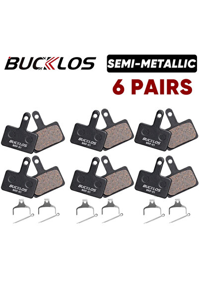 BUCKLOS وسادات فرامل شبه معدنية، 6 أزواج، للدراجات الجبلية، وسادات فرامل قرصي...
