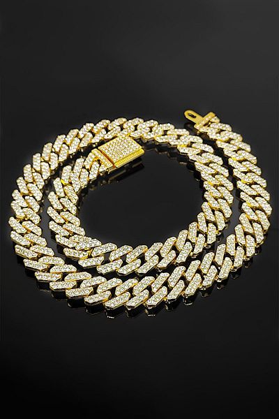 Chavin 60 Cm. Stone Alloy Men's Chain - 12 Mm. Gold, Thick Eu77Sr