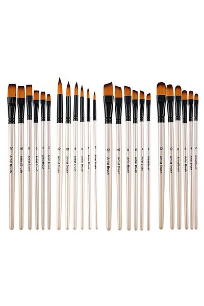 Weather Forecast 24 Pieces Curved Nylon Brush Set - Acrylic and Watercolor Brush cin688