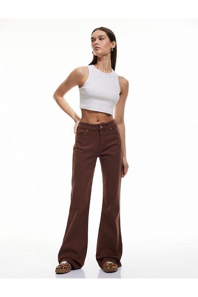 Koton Normální kalhoty Slim Fit s pěti kapsami v pase - Flare Jean