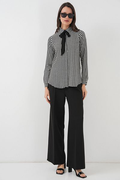 Bigdart Women's Black Scarf Shirt 3768