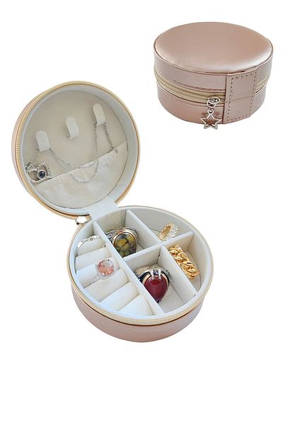 Chavin Rose Leather Travel Box - Ring & Earring Necklace Set St1-68Rs