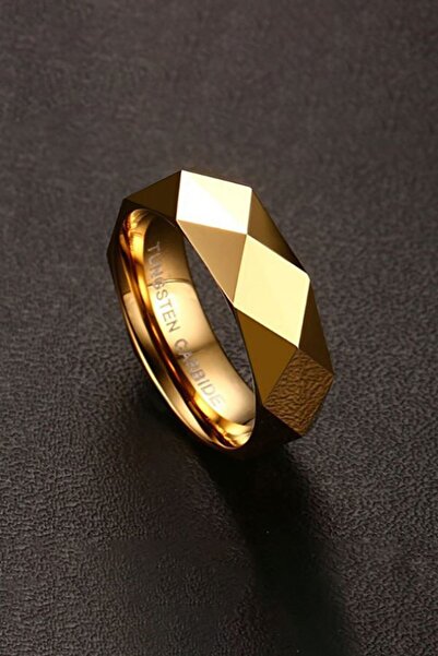 Chavin Kadın Erkek Parlak Aynalı Gold Tungsten Yüzük dm77