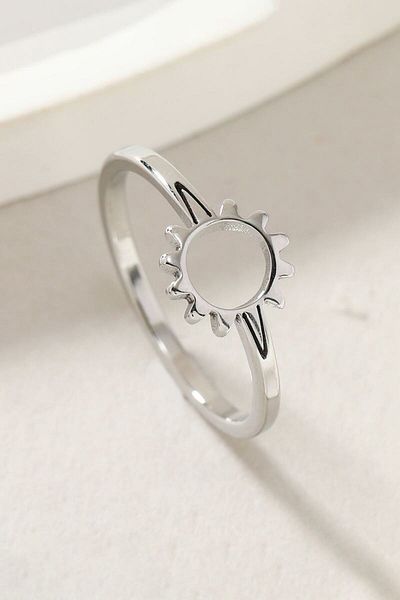 Chavin Silver Steel Sun Model Ring - EV35BY