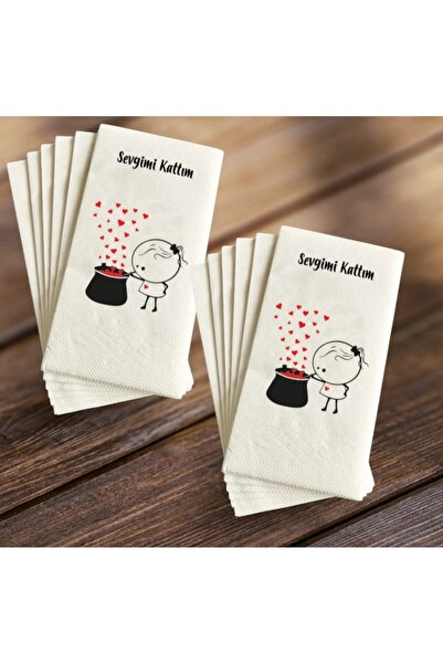 SÖNMEZ HOTEL EKİPMANLARI PEÇETE (sevgimi Kattım ) emojılı 100 Lü Paket