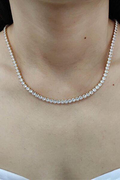 Chavin Gold kap. 4mm. Su Yolu Taşlı Kadın Kolye Zincir ek18sr-4