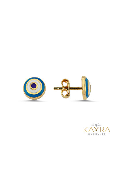 Kayra Mücevher Mineli Nazar Boncuklu Altın Küpe APK100