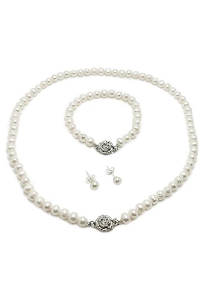 Chavin Natural Pearl Necklace Earrings Bracelet Special Boxed Set Ep96by