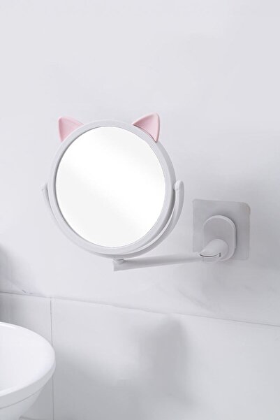 Chavin Beyaz Kedi Tasarım Hareketli Plastik Banyo Duvar Aynası cin715by