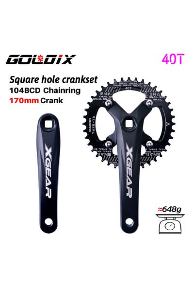 GOLDIX 170mm Crank 40T GOLDIX Square Hole Bicycle Crankset 104BCD Single Chainring Forging Aluminum Alloy