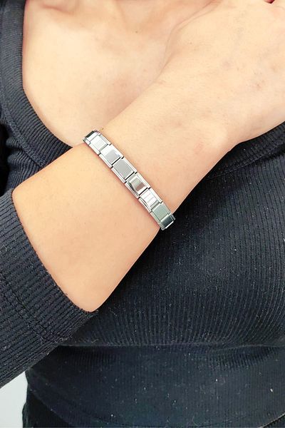 Chavin Gray Shiny Women's Bracelet with 9 mm Steel Elastic - EU64