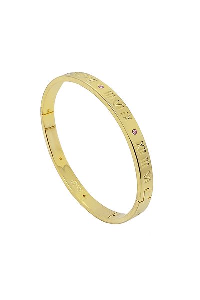 Chavin White Handcuff Bracelet with Rhinestone Roman Numeral Design - Eb88