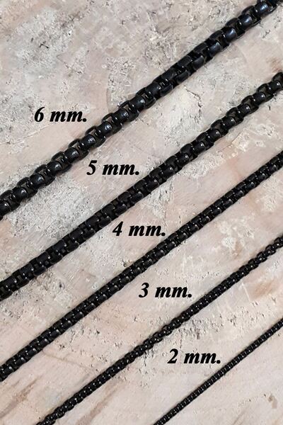 Chavin 75 cmLong Black 2 mmMen's Steel Chain DF17