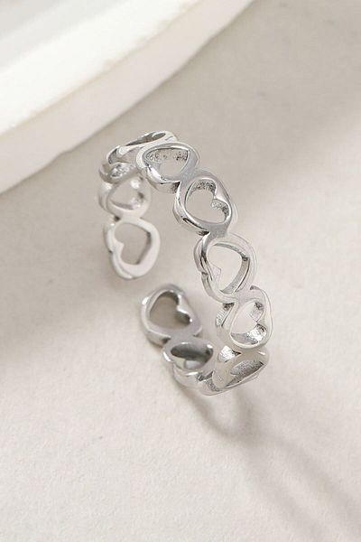 Chavin Ev33By Model Steel Silver Adjustable Heart Ring