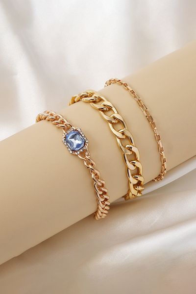 Chavin 3 Pieces Bracelet with Zircon Stones - Gold Closure, Em74