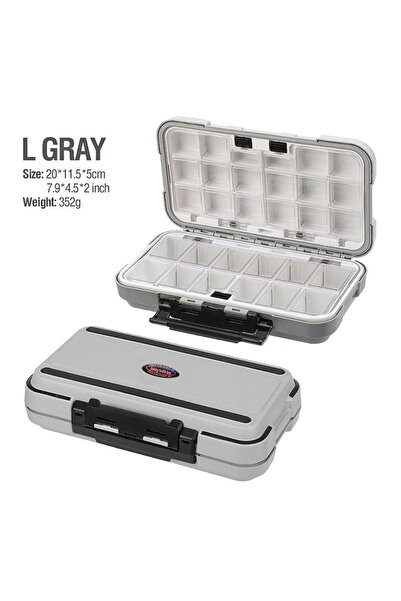 Choice صندوق أدوات صيد مقاوم للماء باللون الرمادي الكبير، صندوق تخزين أدوات ا...