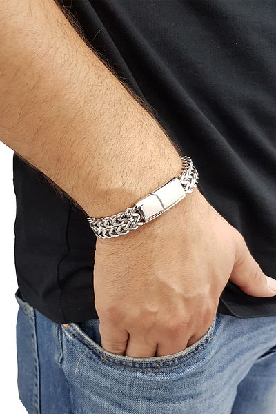 Chavin Men's Gray Steel Bracelet - 12mm, 21cm - Ep06by