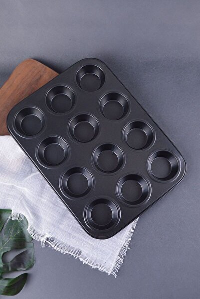 Chavin Carbon Steel 12 Pcs Muffin Cupcake Cake Baking Mold Cin800Sy