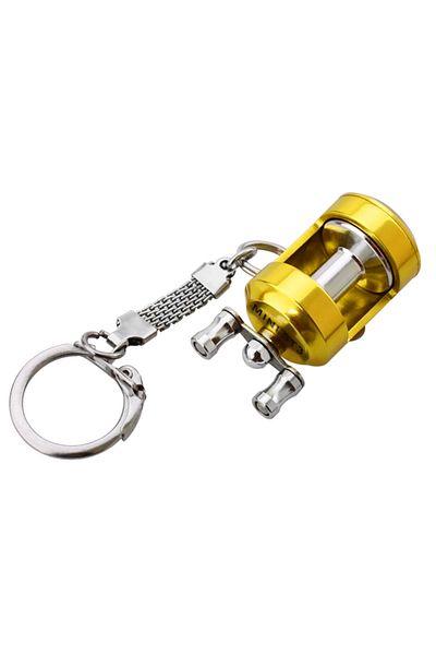 Choice B WEIHE Strong Fish Wheel Keychain Gold Color Fly Spinning Fishing Reel Miniature Key Chain With Ke.