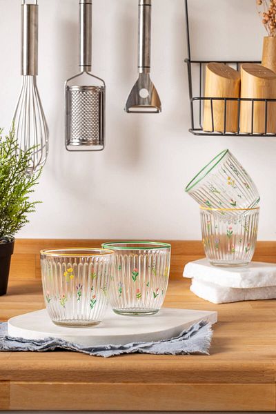 FH finehome Botanical Set of 4 Water Glasses 290 Cc