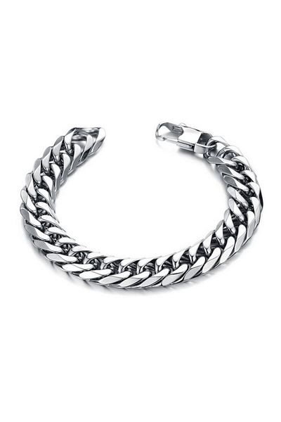 Chavin 8 Mm. 20 Cm. Gray Steel Men's Bracelet Dg35