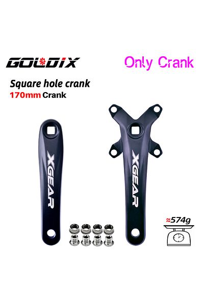 GOLDIX 170mm Crank GOLDIX Square Hole Bicycle Crankset 104BCD Single Chainring Forging Aluminum Alloy Cran
