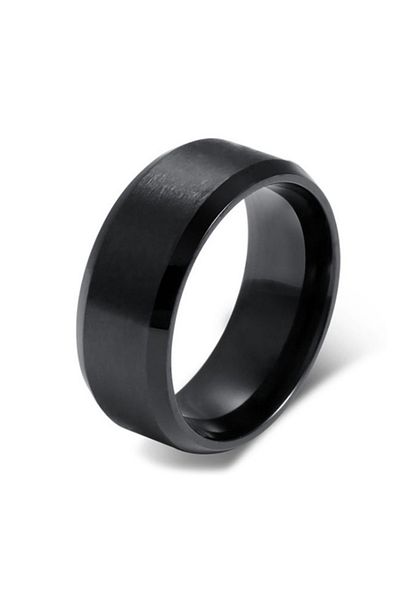 Chavin Matte and Glossy Black Steel Men's Ring Df27