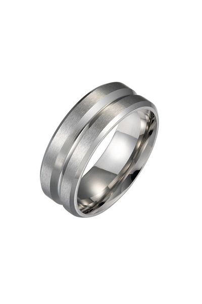 Chavin Matte Gray Men's Steel Wedding Ring Dp50by