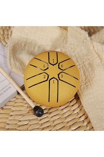 Miwayer Yellow 3 Inch Mini Karate Drum, Iercussion Instrument, 6 notes, Steel Tongue, Used for Meditation, Y
