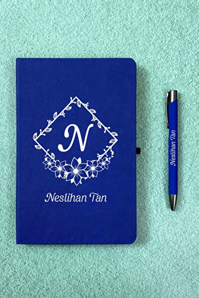 HediyeHanesi Kişiye Özel İsimli Lacivert Ajanda Not Defteri ve Kalem Seti 241...