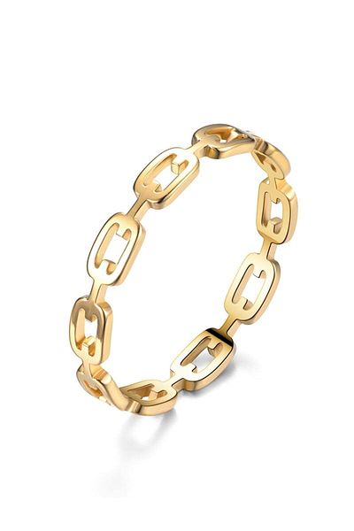 Chavin Gold Chain Model Steel Ring - Ev28Sr