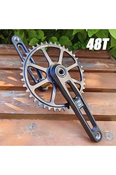 Choice 165mm Black Crank 48T ZEROING Road Bike Crankset 165/170/175mm Hollow Crank Integrated Fire Chainrin