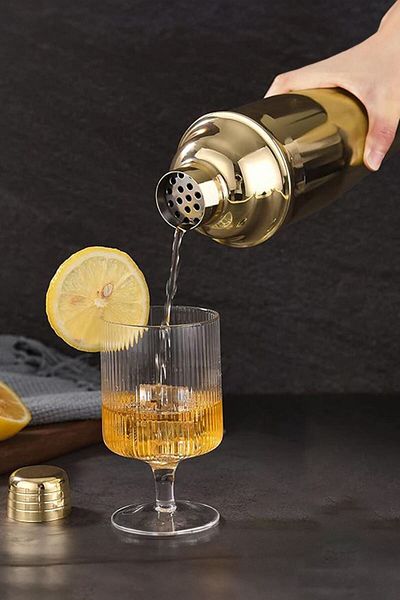 Weather Forecast 700 ml Steel Gold Shaker - Cocktail Preparation Container and Glass cin343sr