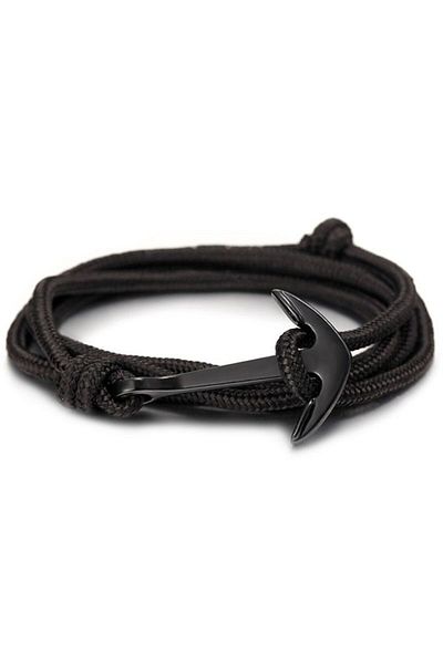Chavin Black String Anchor Men's Steel Bracelet Dr19